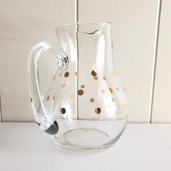 Retro Glass Pitcher Carafe Gold Metallic Dot - Picture 5 of 6